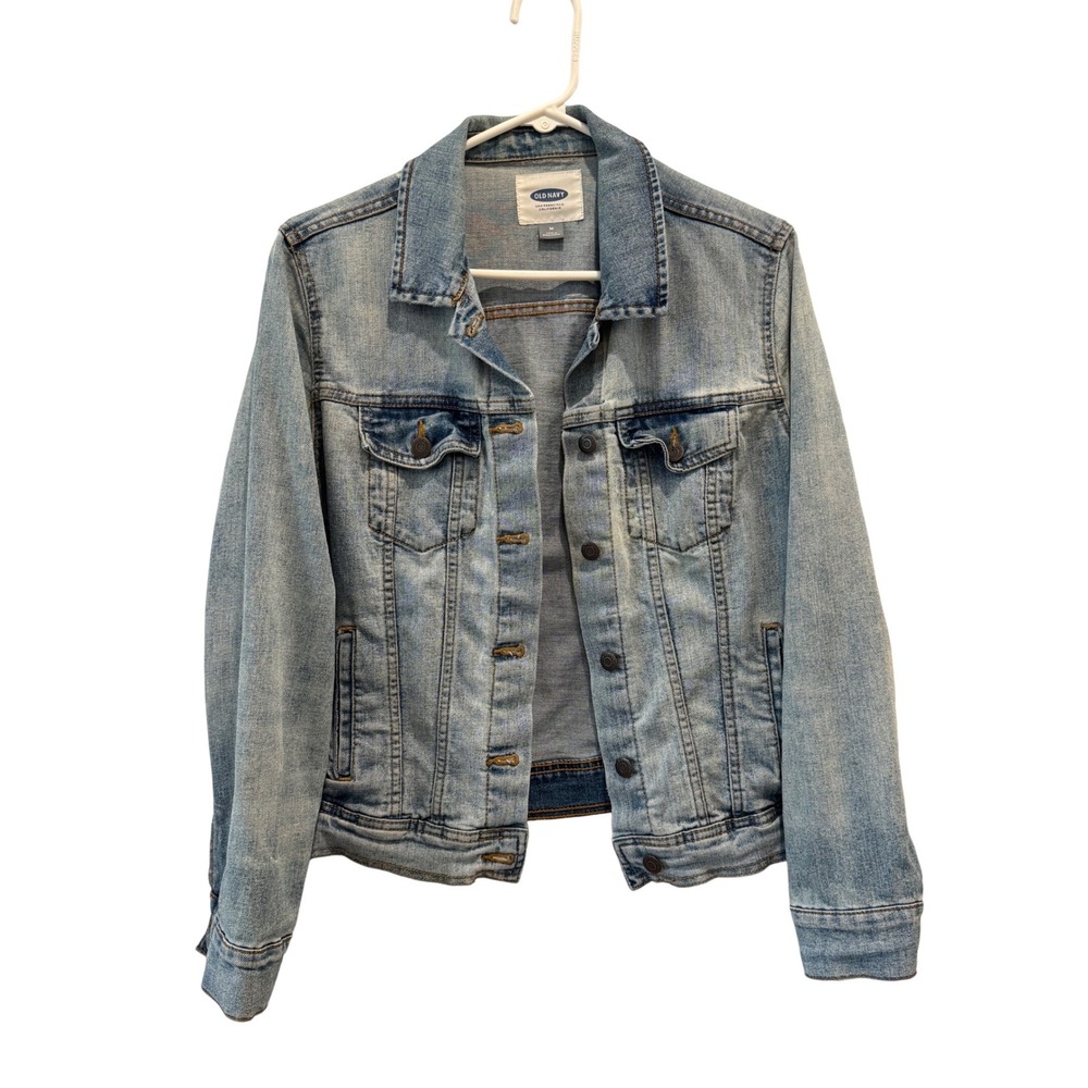 Old Navy Denim Jacket Womens Medium Light Wash Excellent Trucker Jean Jacket